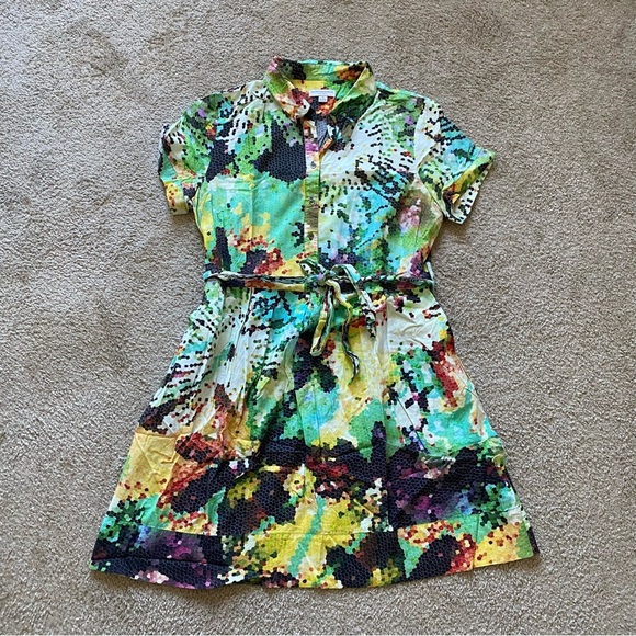 Katherine Barclay ~ Multicolor Polygon Shirt Dress ~ Bold ~ Summer ~ Size 12 - Picture 1 of 8